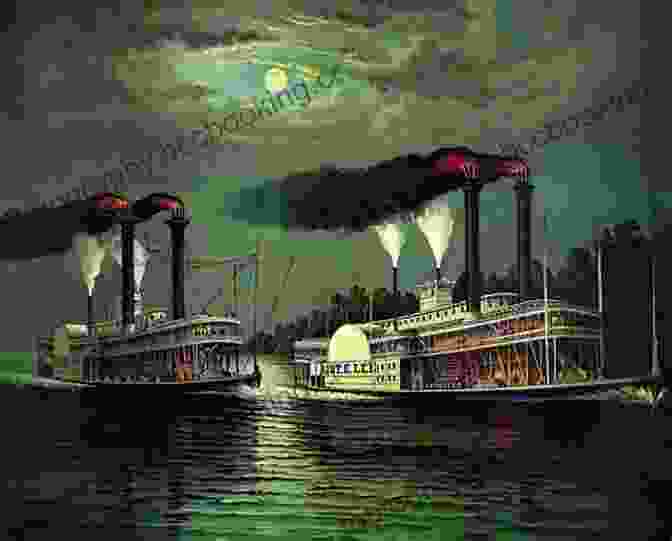A Painting Of Three Steamboats Racing Up The Mississippi River The Great American Steamboat Race: The Natchez And The Robert E Lee And The Climax Of An Era