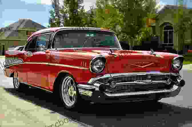A Sleek And Iconic 1957 Chevrolet Bel Air In Vibrant Red, Showcasing Its Timeless Design And Classic American Styling. Old Car Detective: Favourite Stories 1925 To 1965