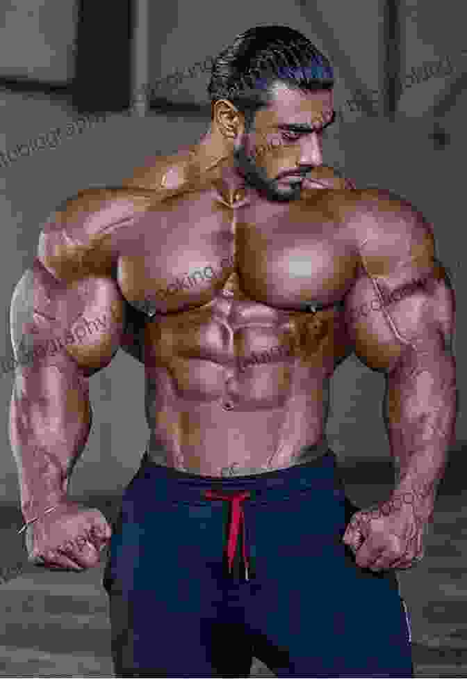 Bodybuilder Posing With Large Muscles Science And Development Of Muscle Hypertrophy Edition
