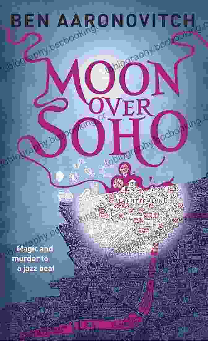 Moon Over Soho Book Cover, Featuring A Night Scene Of London With A Glowing Crescent Moon And A Figure Holding A Flashlight Moon Over Soho (Rivers Of London 2)
