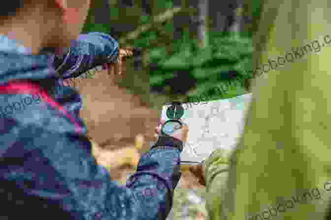Person Using Map And Compass While Hiking In Wilderness Be Expert With Map And Compass